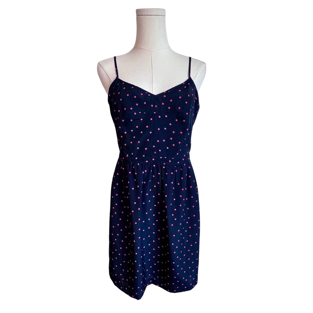 J. Crew Seaside Fit and Flare Sun Dress Blue with Orange Polka Dots
Women's 6